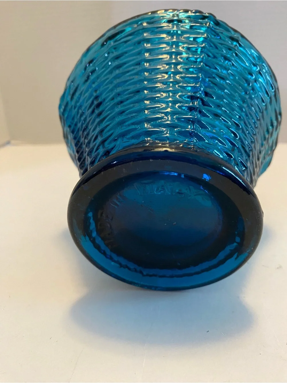 Vintage Blue Glass Fruit Decanter 10